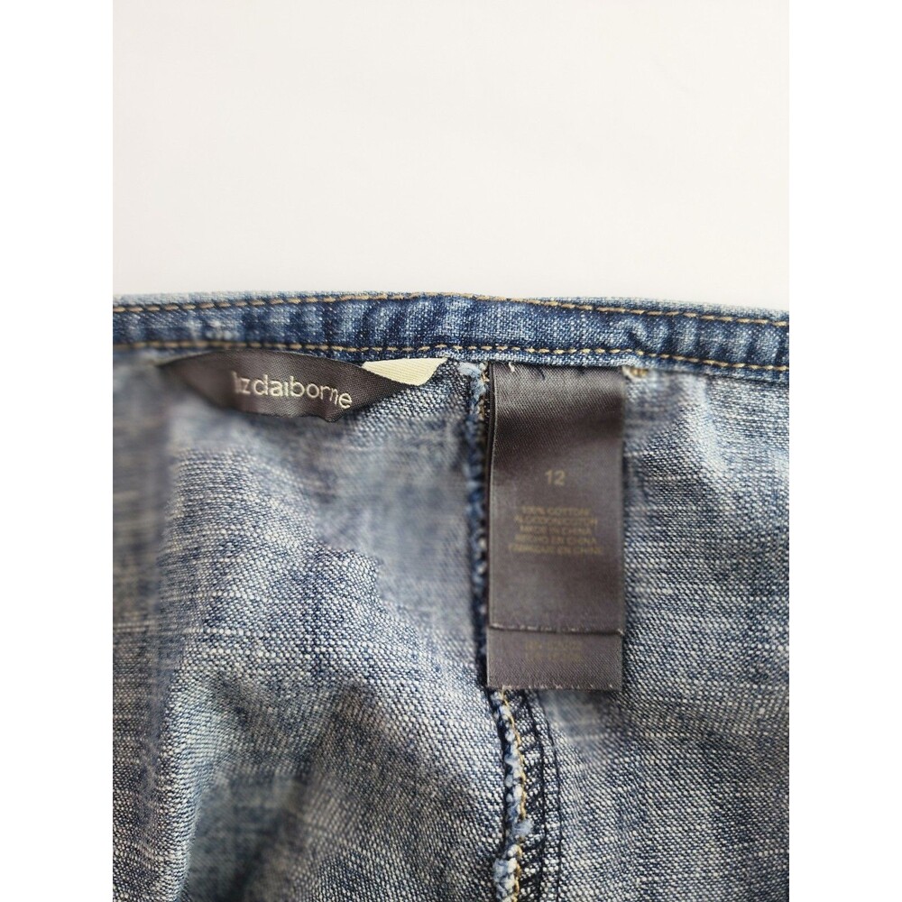 Liz Claiborne Denim Mini Skirt Sz 12 Coastal Cowgirl Western Y2K Festival Boho - Picture 3 of 6